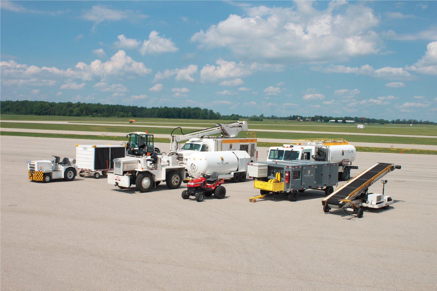 Flite Line Services ground support equipment fleet on the ramp